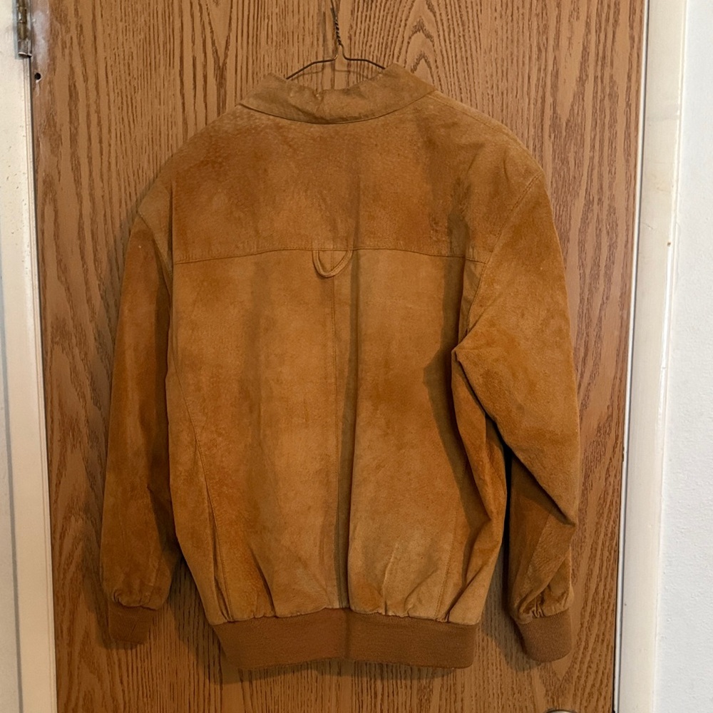 Vintage 80s 90s Hunt Club Tan Brown Suede Leather Women's Bomber Jacket Size M - Picture 2 of 12